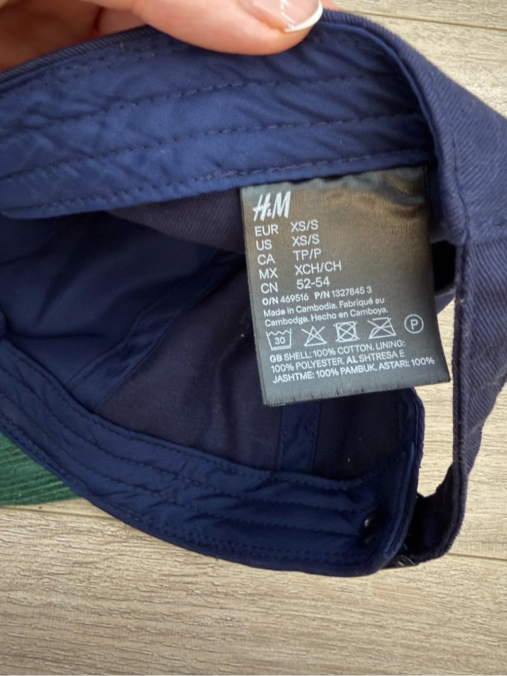2 Toned Navy & Green Cotton Baseball Cap